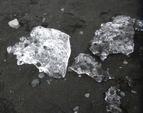 The Volcanic Sands of Breidamerkursandur with Chunks of Glacial Ice