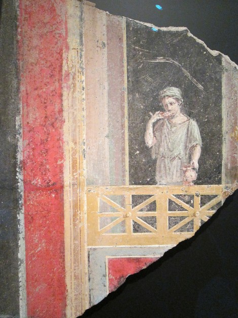 Fresco of a Young Woman on a Balcony