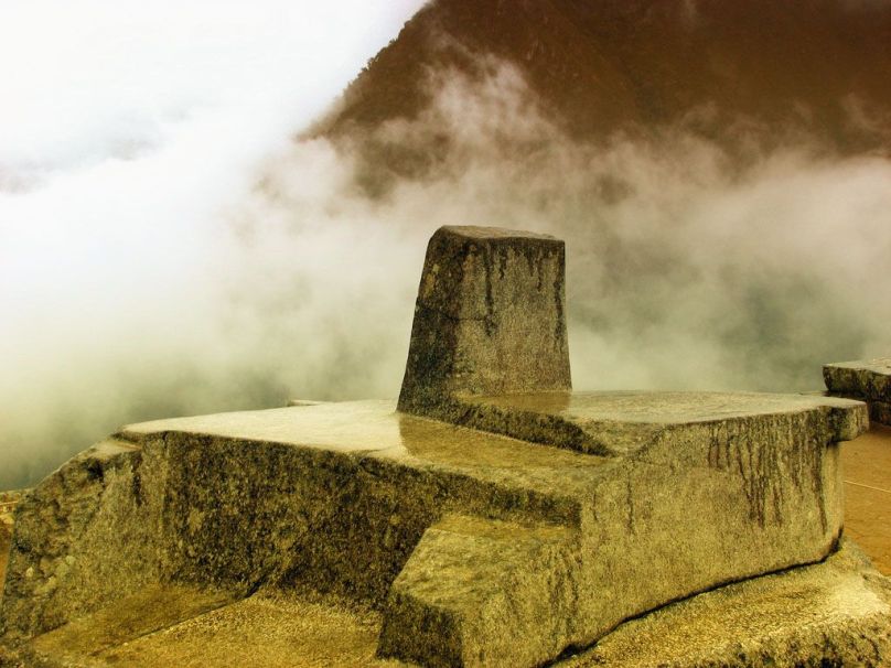 An Intihuatana, or “Hitching Post of the Sun” at Machu Picchu