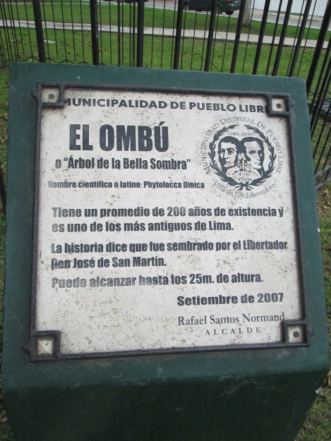 Sign Identifying the Ombú Tree