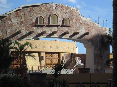 Damage to the Calima Restaurant at the Playa Grande Hotel