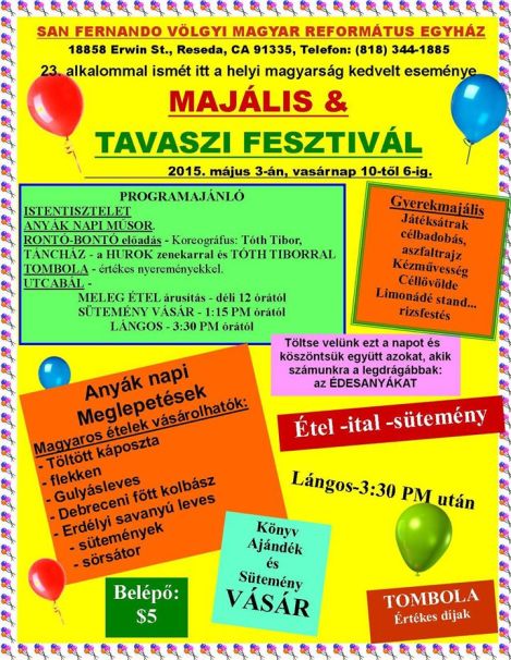 Program (and Menu) for the Fesztivál