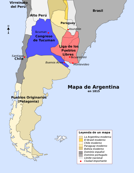 Map of Argentina in 1816