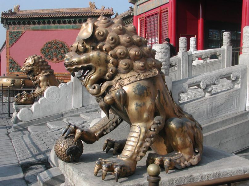 Stone Lion at the Forbidden City in Beijing