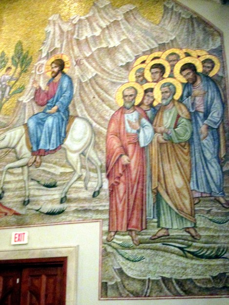 Twelve Apostles—All With Haloes—Watching Christ Entering Jerusalem