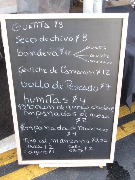Ecuadorian Menu at Food Stall